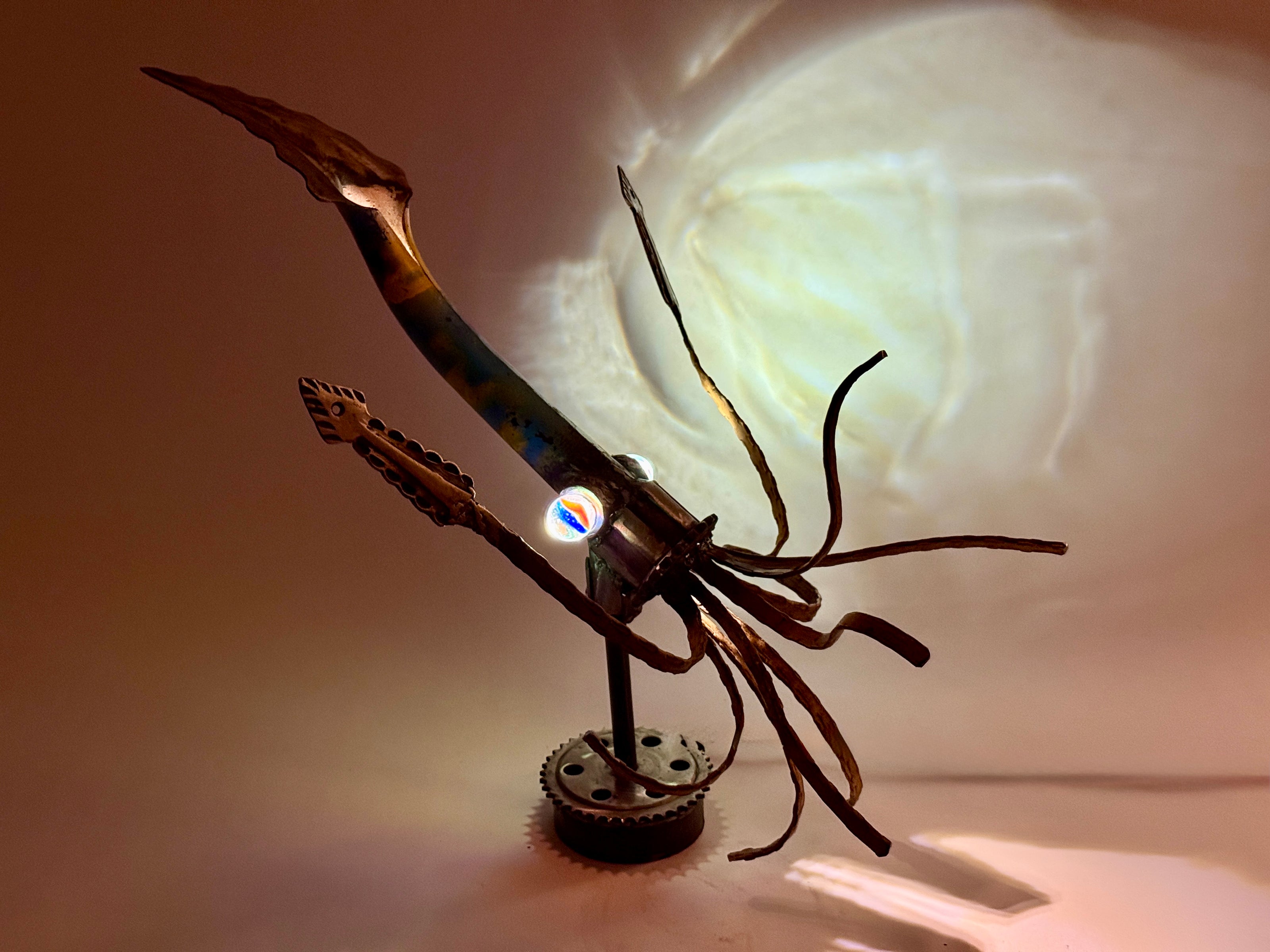 "Squid Lamp" by Memphis Artist Bobby Anderson, Functional Art and Sculptural Lighting Commission from Reclaimed Metal