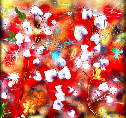 "Flowers 2" - Vibrant Reverse Glass Floral Painting